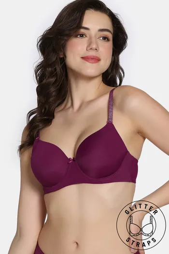 Buy Zivame Twilight Thistle Padded Wired 3/4Th Coverage T-Shirt Bra - Dark Purple
